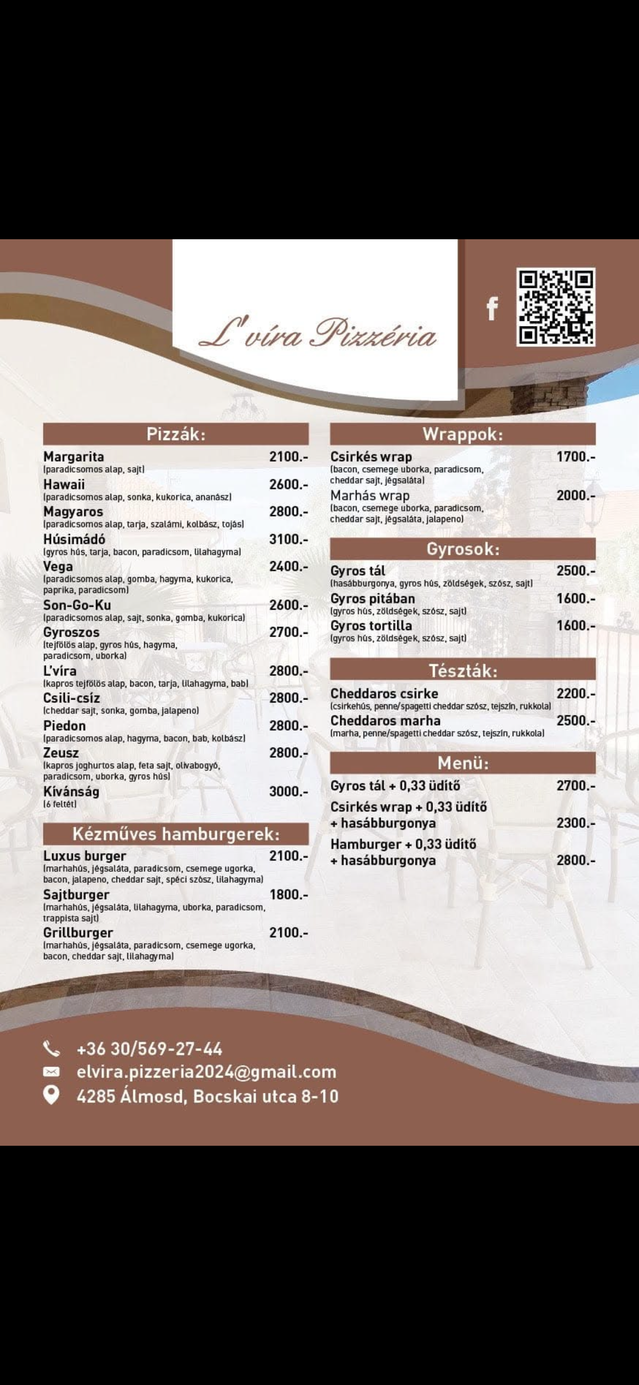 L-Víra Pizzéria Étlap
